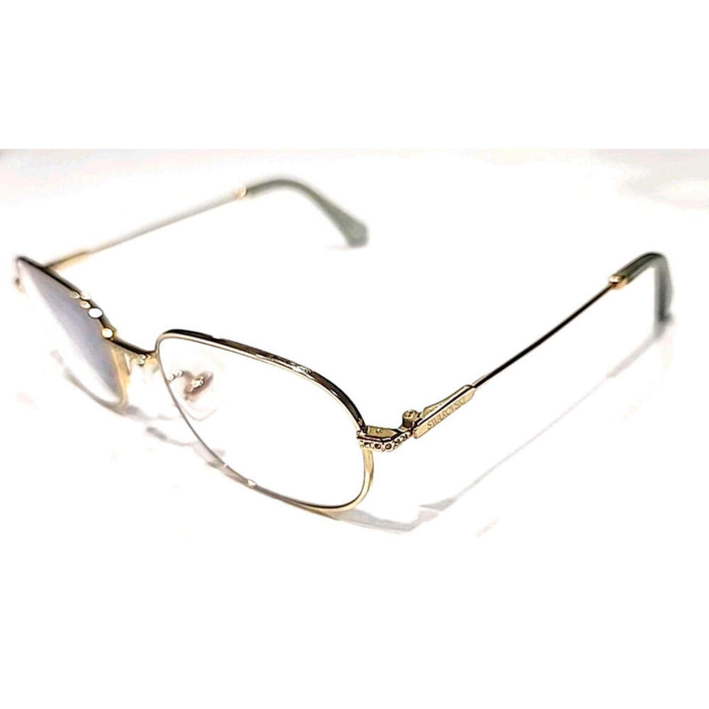 Swarovski SK1005 4004 Gold Metal Square Eyeglasses 52-19 135 Green Crystals